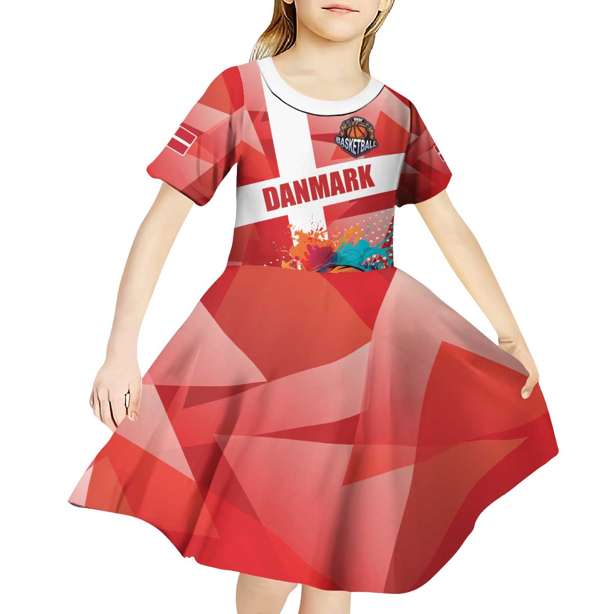 Custom Danmark Basketball Go Champions Kid Short Sleeve Dress Sporty Style