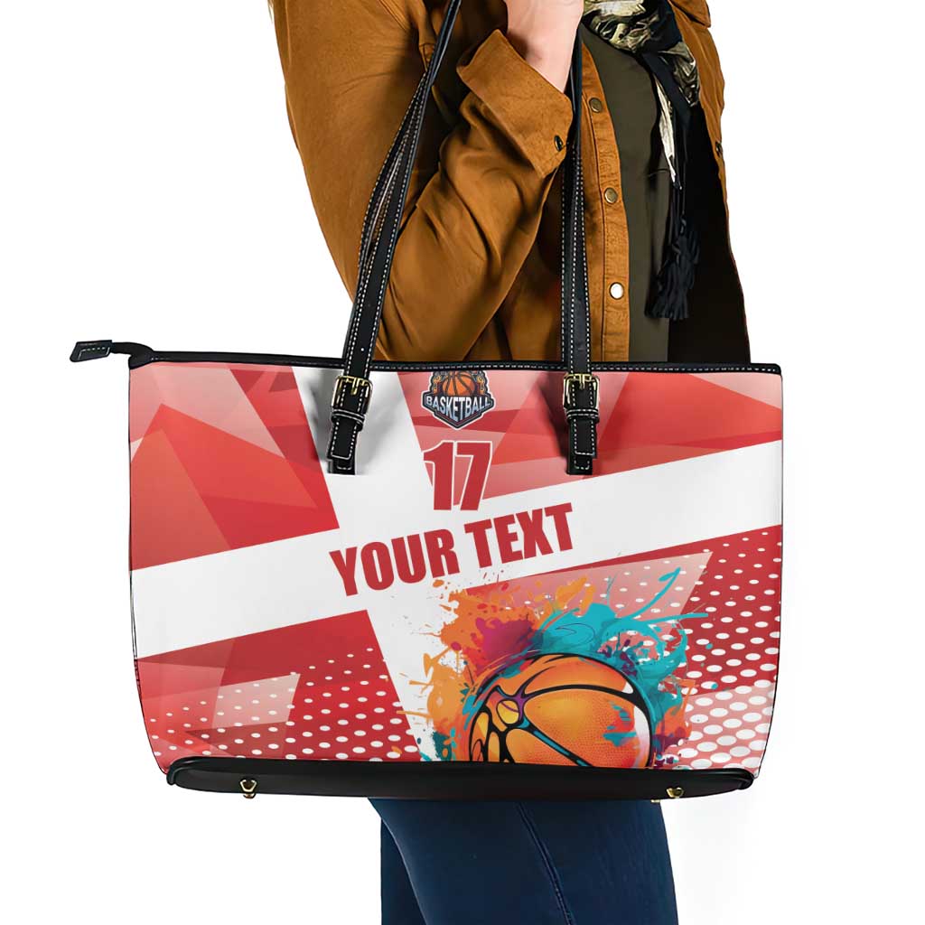 Custom Danmark Basketball Go Champions Leather Tote Bag Sporty Style