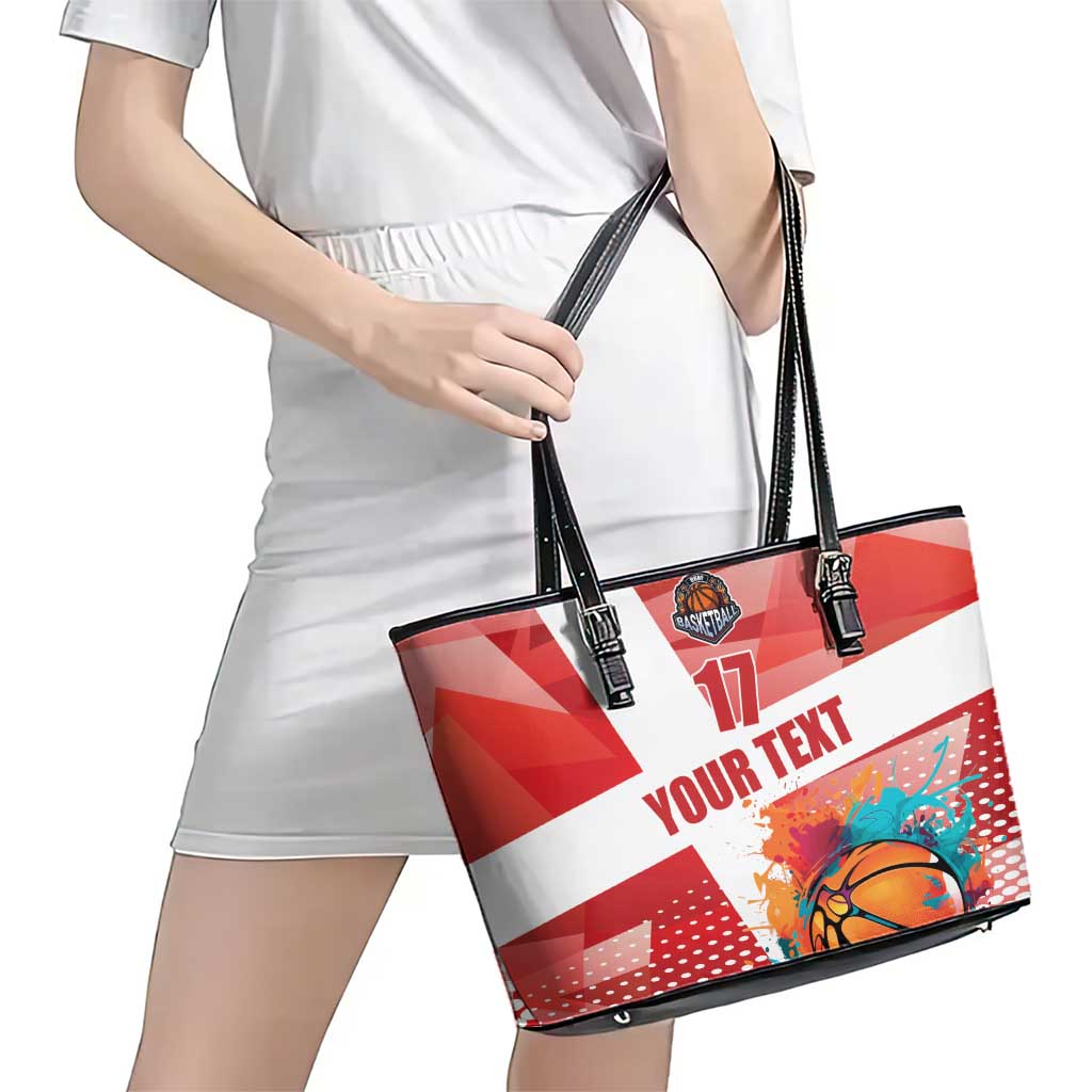 Custom Danmark Basketball Go Champions Leather Tote Bag Sporty Style
