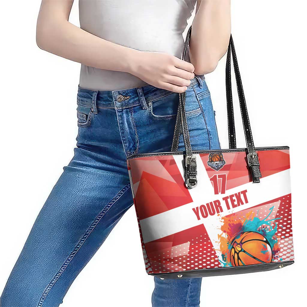 Custom Danmark Basketball Go Champions Leather Tote Bag Sporty Style