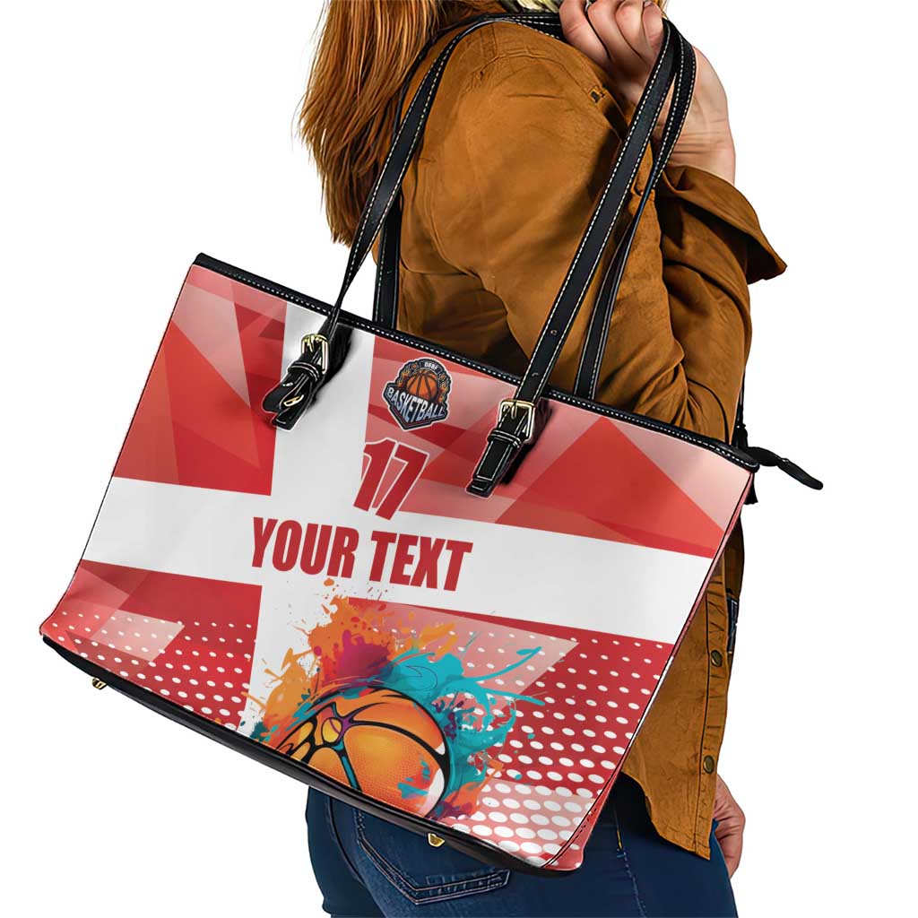 Custom Danmark Basketball Go Champions Leather Tote Bag Sporty Style
