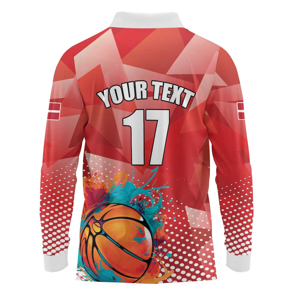 Custom Danmark Basketball Go Champions Long Sleeve Polo Shirt Sporty Style