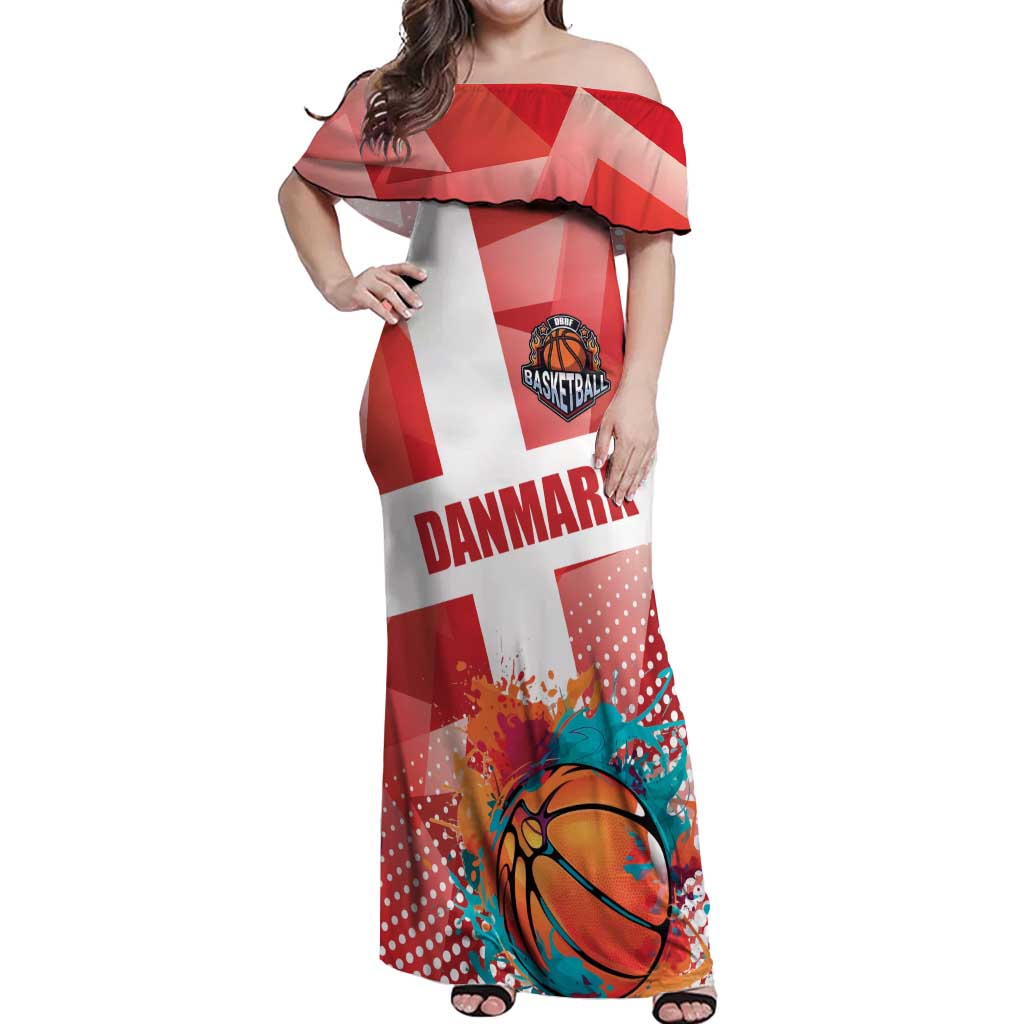 Custom Danmark Basketball Go Champions Off Shoulder Maxi Dress Sporty Style