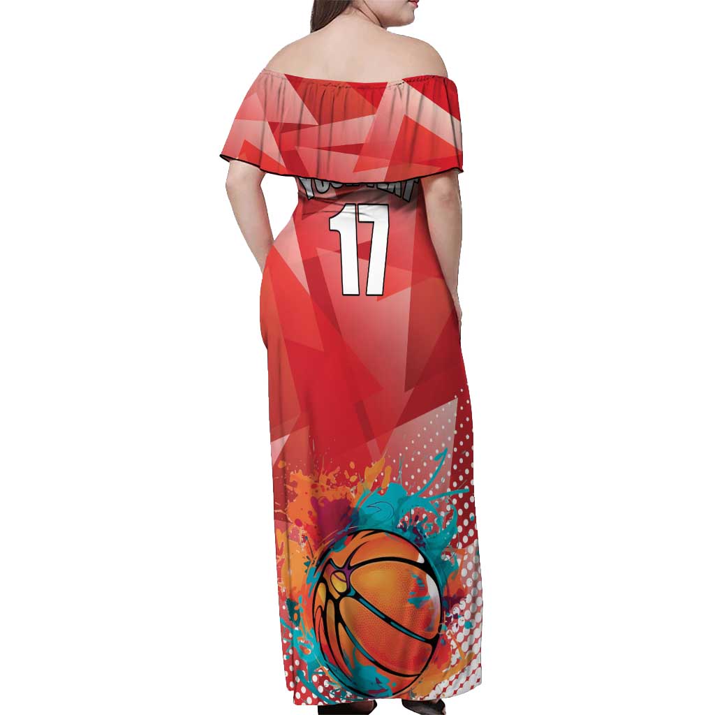 Custom Danmark Basketball Go Champions Off Shoulder Maxi Dress Sporty Style