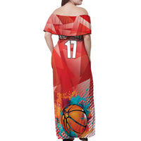 Custom Danmark Basketball Go Champions Off Shoulder Maxi Dress Sporty Style