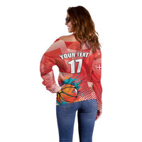 Custom Danmark Basketball Go Champions Off Shoulder Sweater Sporty Style