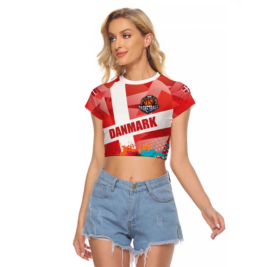 Custom Danmark Basketball Go Champions Raglan Cropped T Shirt Sporty Style