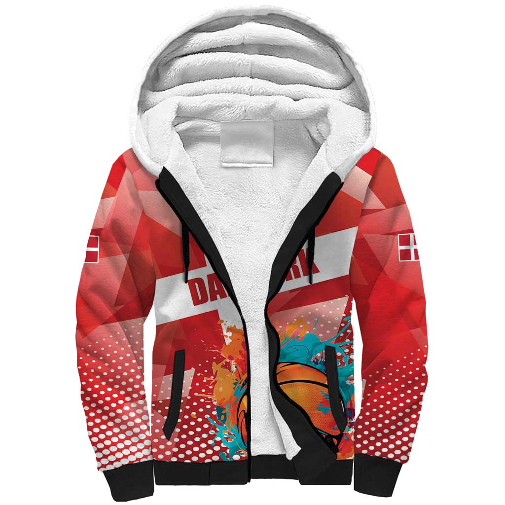 Custom Danmark Basketball Go Champions Sherpa Hoodie Sporty Style