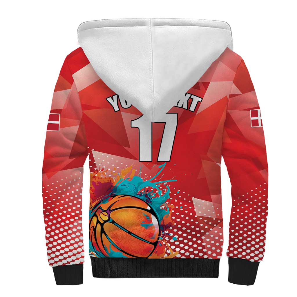 Custom Danmark Basketball Go Champions Sherpa Hoodie Sporty Style