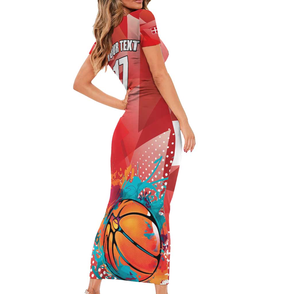 Custom Danmark Basketball Go Champions Short Sleeve Bodycon Dress Sporty Style