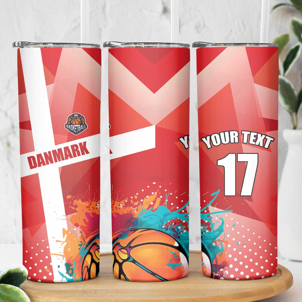 Custom Danmark Basketball Go Champions Skinny Tumbler Sporty Style