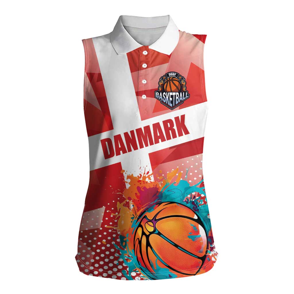 Custom Danmark Basketball Go Champions Women Sleeveless Polo Shirt Sporty Style