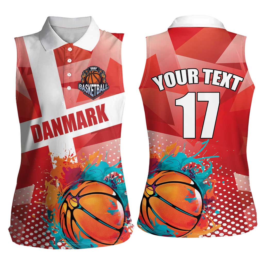 Custom Danmark Basketball Go Champions Women Sleeveless Polo Shirt Sporty Style