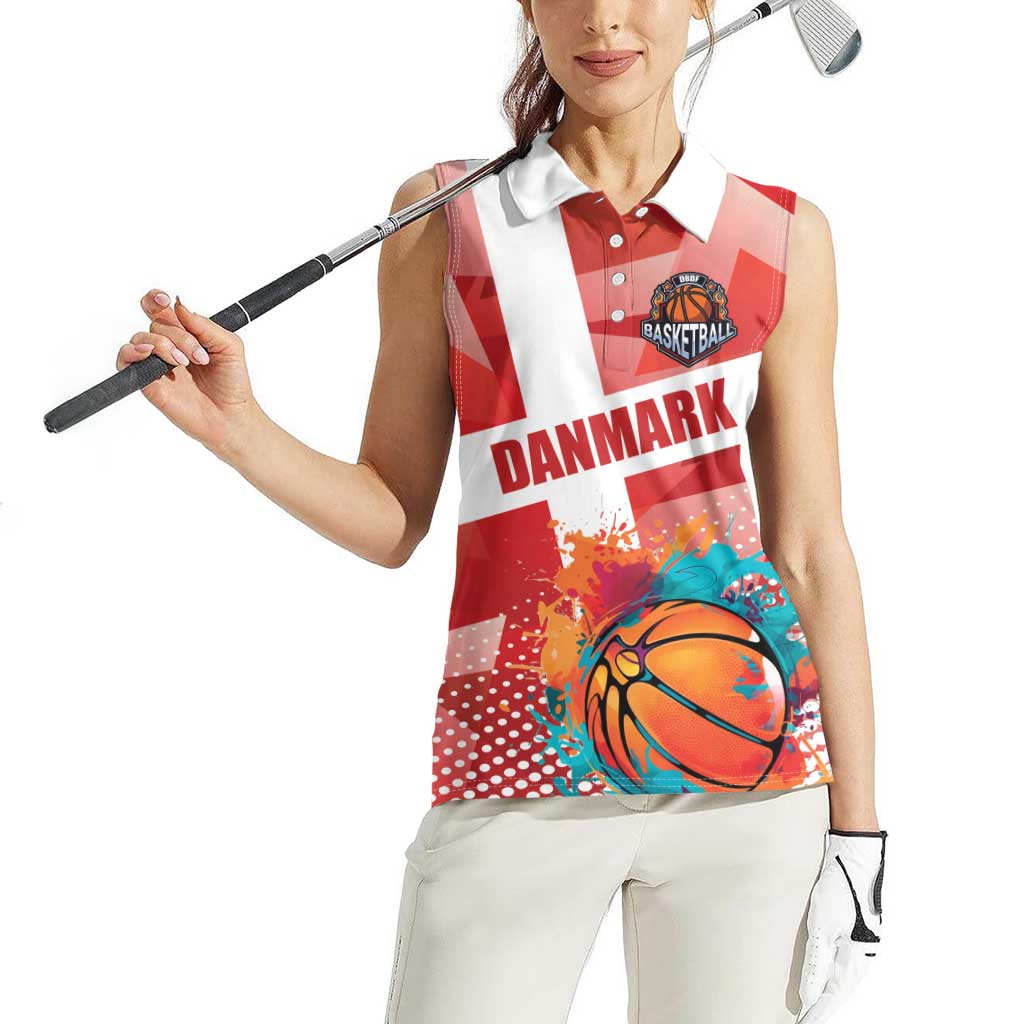 Custom Danmark Basketball Go Champions Women Sleeveless Polo Shirt Sporty Style