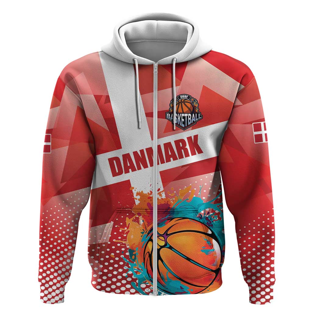 Custom Danmark Basketball Go Champions Zip Hoodie Sporty Style