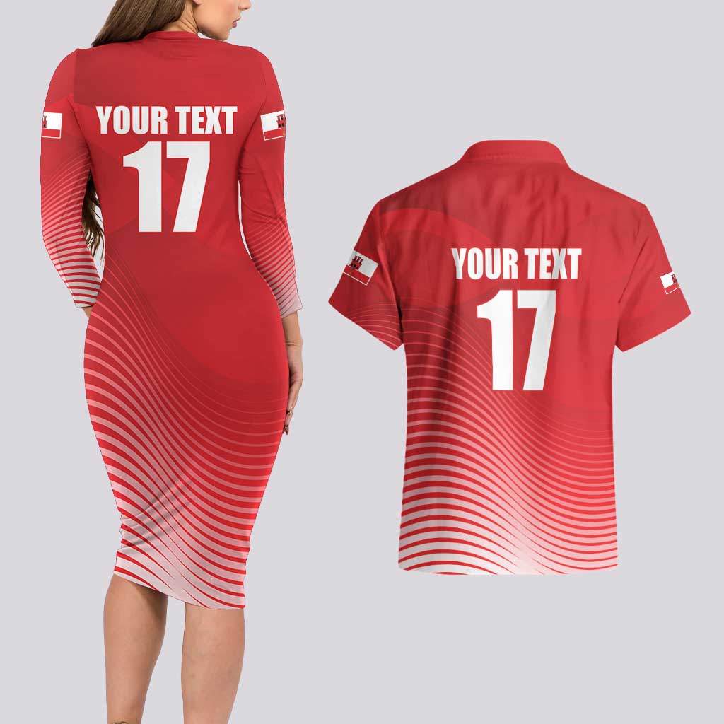 Custom Gibraltar We are Champions Couples Matching Long Sleeve Bodycon Dress and Hawaiian Shirt Sporty Style