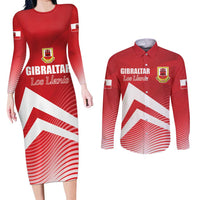 Custom Gibraltar We are Champions Couples Matching Long Sleeve Bodycon Dress and Long Sleeve Button Shirt Sporty Style