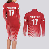 Custom Gibraltar We are Champions Couples Matching Long Sleeve Bodycon Dress and Long Sleeve Button Shirt Sporty Style