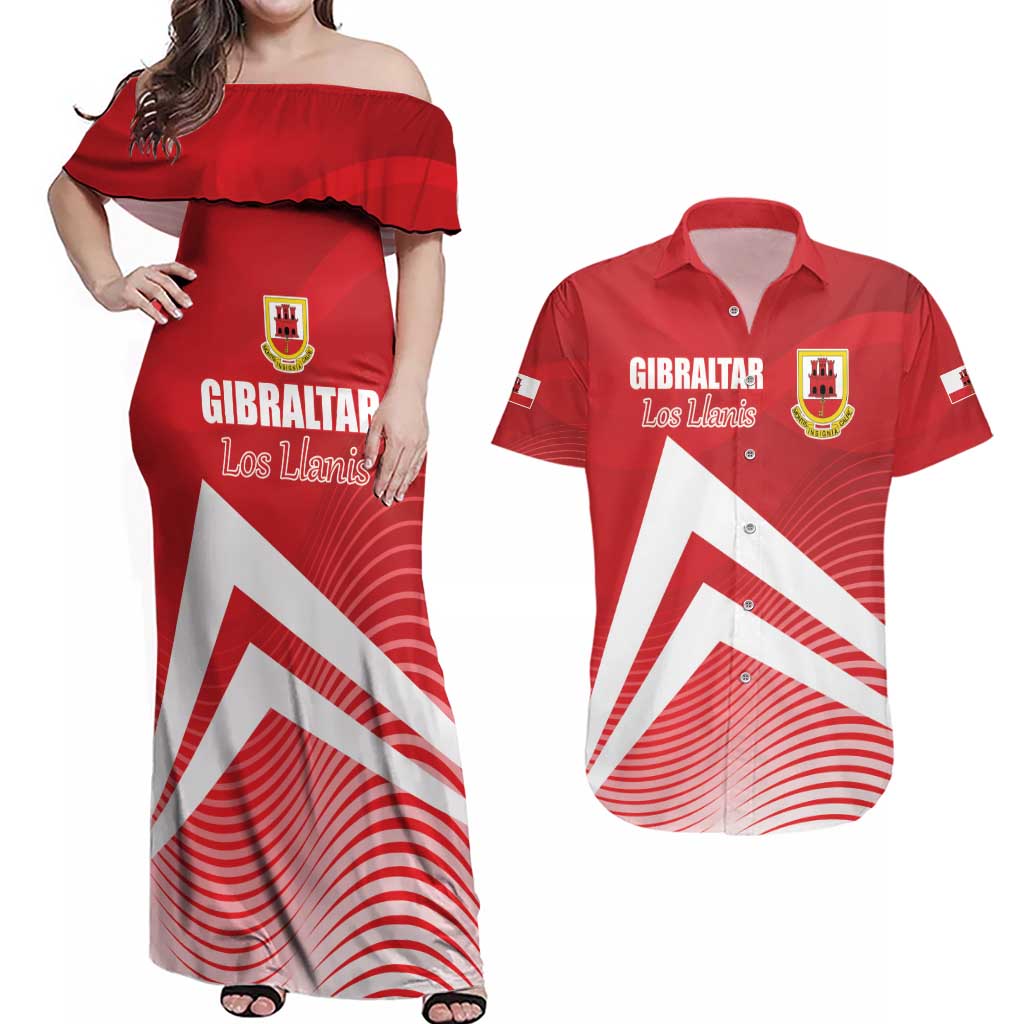 Custom Gibraltar We are Champions Couples Matching Off Shoulder Maxi Dress and Hawaiian Shirt Sporty Style
