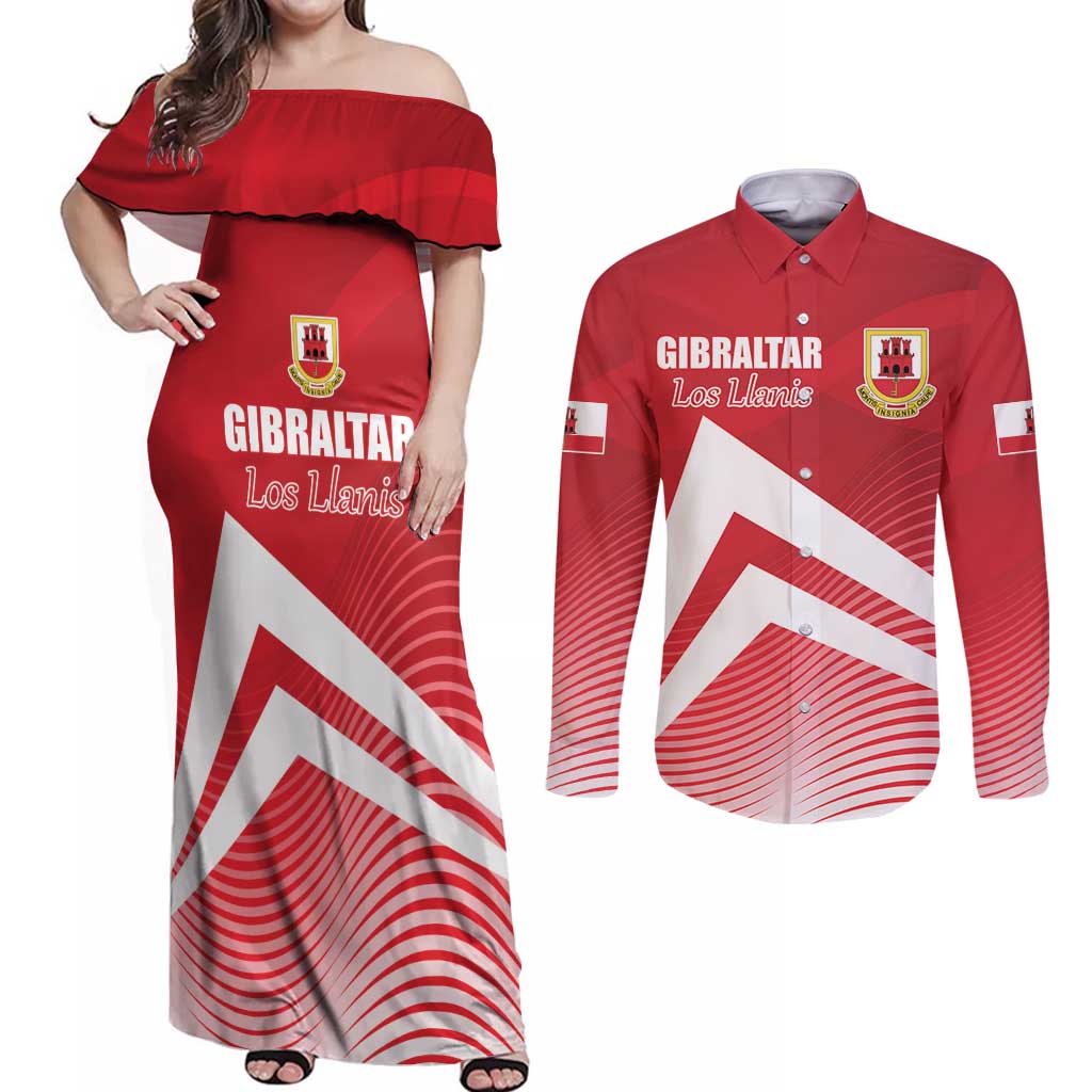 Custom Gibraltar We are Champions Couples Matching Off Shoulder Maxi Dress and Long Sleeve Button Shirt Sporty Style
