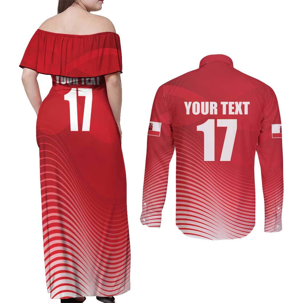 Custom Gibraltar We are Champions Couples Matching Off Shoulder Maxi Dress and Long Sleeve Button Shirt Sporty Style
