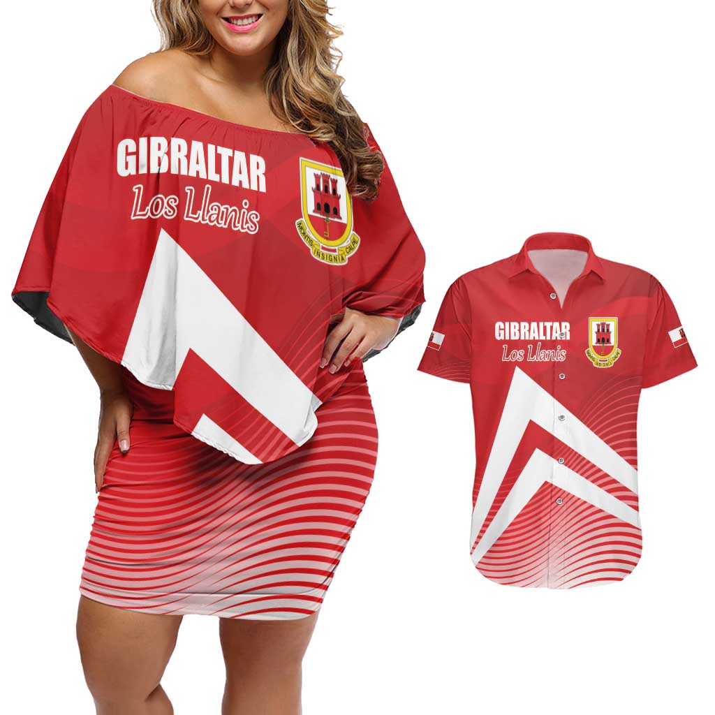 Custom Gibraltar We are Champions Couples Matching Off Shoulder Short Dress and Hawaiian Shirt Sporty Style