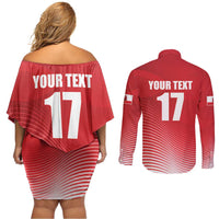 Custom Gibraltar We are Champions Couples Matching Off Shoulder Short Dress and Long Sleeve Button Shirt Sporty Style