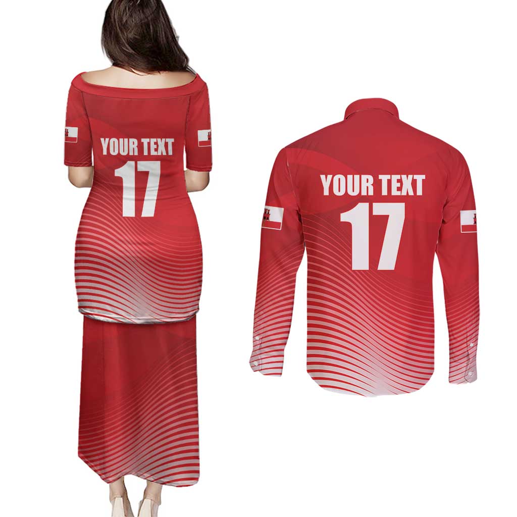 Custom Gibraltar We are Champions Couples Matching Puletasi and Long Sleeve Button Shirt Sporty Style