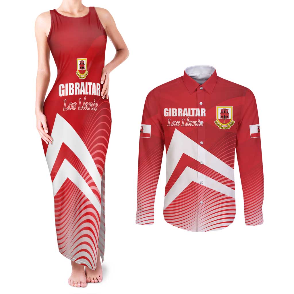 Custom Gibraltar We are Champions Couples Matching Tank Maxi Dress and Long Sleeve Button Shirt Sporty Style