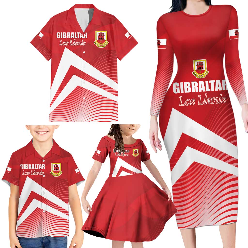 Custom Gibraltar We are Champions Family Matching Long Sleeve Bodycon Dress and Hawaiian Shirt Sporty Style