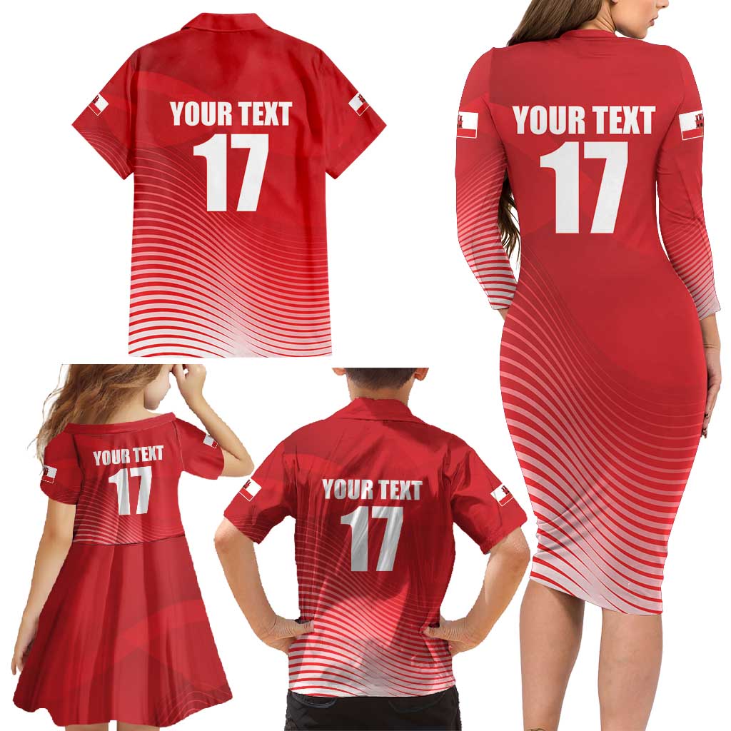 Custom Gibraltar We are Champions Family Matching Long Sleeve Bodycon Dress and Hawaiian Shirt Sporty Style