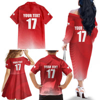 Custom Gibraltar We are Champions Family Matching Off The Shoulder Long Sleeve Dress and Hawaiian Shirt Sporty Style