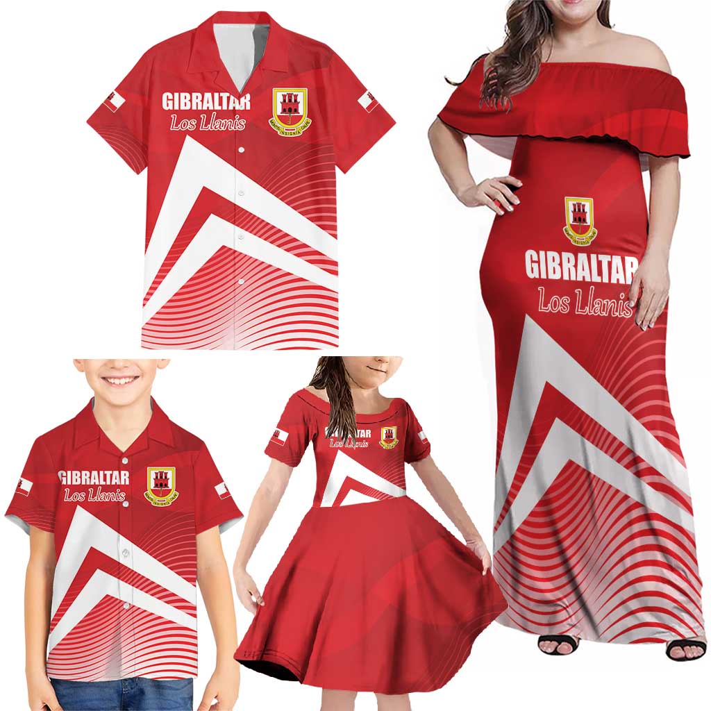 Custom Gibraltar We are Champions Family Matching Off Shoulder Maxi Dress and Hawaiian Shirt Sporty Style