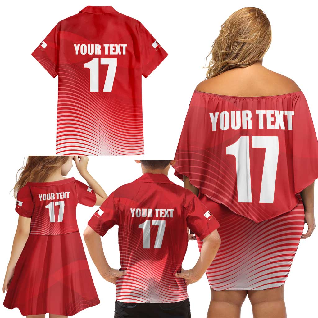 Custom Gibraltar We are Champions Family Matching Off Shoulder Short Dress and Hawaiian Shirt Sporty Style