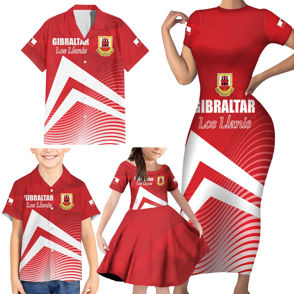 Custom Gibraltar We are Champions Family Matching Short Sleeve Bodycon Dress and Hawaiian Shirt Sporty Style