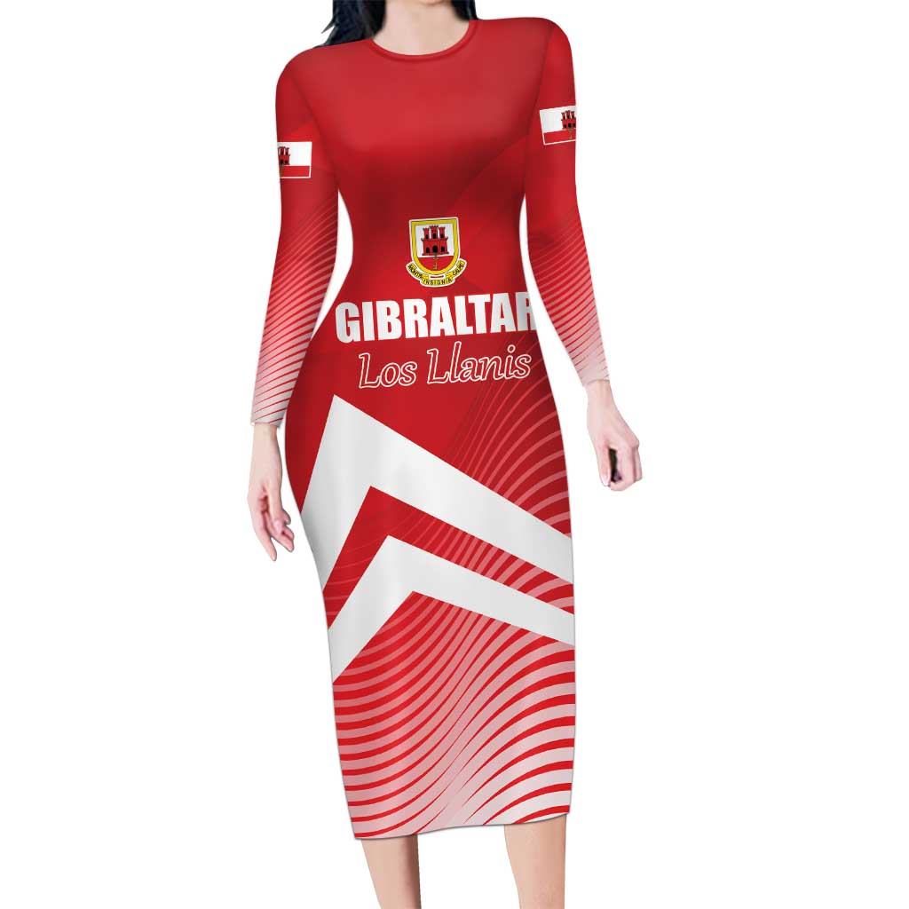 Custom Gibraltar We are Champions Long Sleeve Bodycon Dress Sporty Style