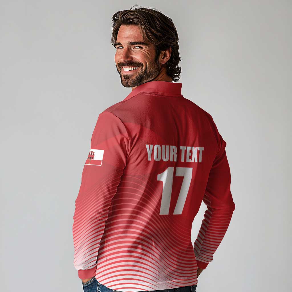 Custom Gibraltar We are Champions Long Sleeve Polo Shirt Sporty Style