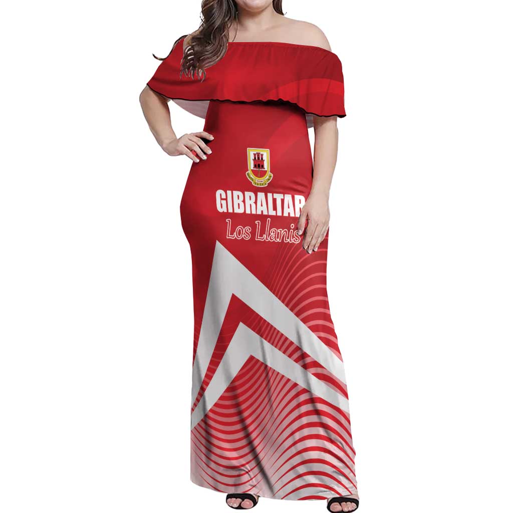 Custom Gibraltar We are Champions Off Shoulder Maxi Dress Sporty Style