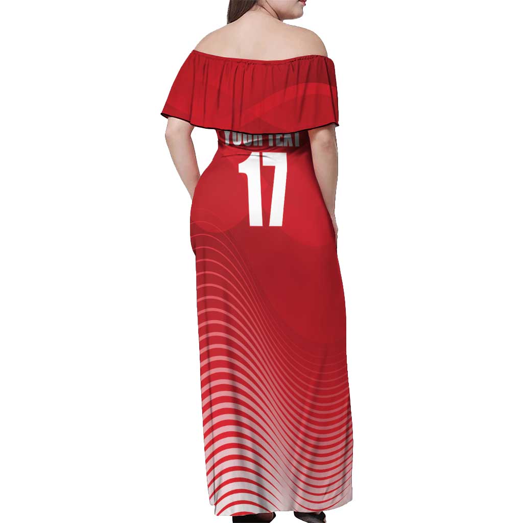 Custom Gibraltar We are Champions Off Shoulder Maxi Dress Sporty Style