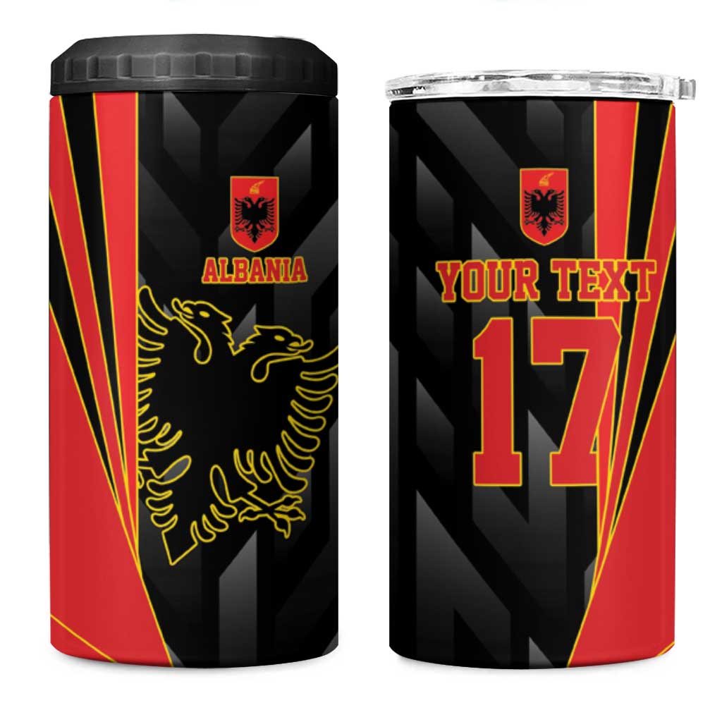 Custom Albania Football We are Champions 4 in 1 Can Cooler Tumbler Sporty Style with The Double-headed eagle