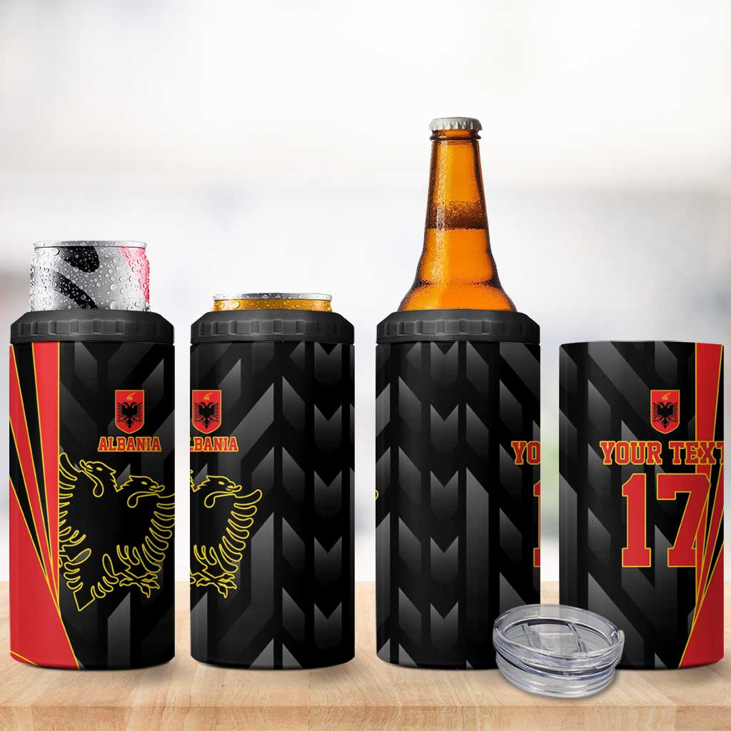 Custom Albania Football We are Champions 4 in 1 Can Cooler Tumbler Sporty Style with The Double-headed eagle