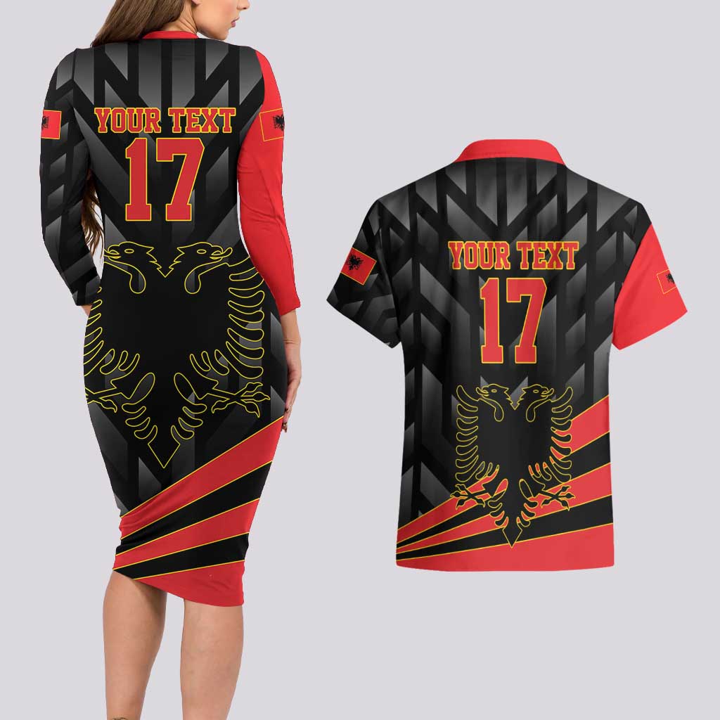 Custom Albania Football We are Champions Couples Matching Long Sleeve Bodycon Dress and Hawaiian Shirt Sporty Style with The Double-headed eagle