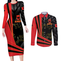 Custom Albania Football We are Champions Couples Matching Long Sleeve Bodycon Dress and Long Sleeve Button Shirt Sporty Style with The Double-headed eagle