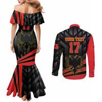 Custom Albania Football We are Champions Couples Matching Mermaid Dress and Long Sleeve Button Shirt Sporty Style with The Double-headed eagle