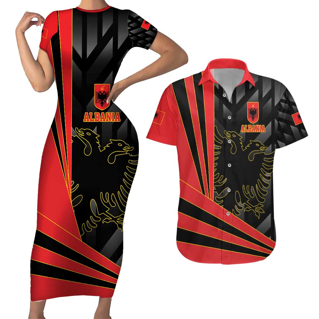 Custom Albania Football We are Champions Couples Matching Short Sleeve Bodycon Dress and Hawaiian Shirt Sporty Style with The Double-headed eagle