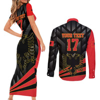 Custom Albania Football We are Champions Couples Matching Short Sleeve Bodycon Dress and Long Sleeve Button Shirt Sporty Style with The Double-headed eagle