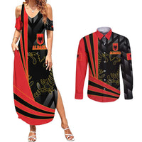 Custom Albania Football We are Champions Couples Matching Summer Maxi Dress and Long Sleeve Button Shirt Sporty Style with The Double-headed eagle