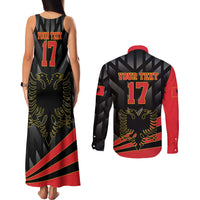 Custom Albania Football We are Champions Couples Matching Tank Maxi Dress and Long Sleeve Button Shirt Sporty Style with The Double-headed eagle
