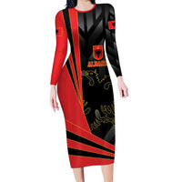 Custom Albania Football We are Champions Family Matching Long Sleeve Bodycon Dress and Hawaiian Shirt Sporty Style with The Double-headed eagle
