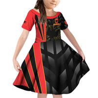 Custom Albania Football We are Champions Family Matching Off Shoulder Short Dress and Hawaiian Shirt Sporty Style with The Double-headed eagle